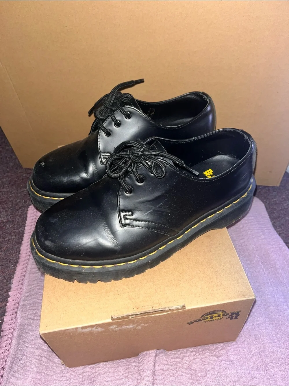 Dr. Martens Bex Oxfords Black Leather Platform